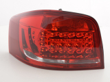 Audi A3 3doors (8P) (2010-2012 évjárat) vörös/átlátszó LED-es hátsó lámpa