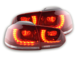 VW Golf 6, 1K típus (2008-2012 évjárat) vörös/átlátszó GTI-Look LED-es hátsó lámpa