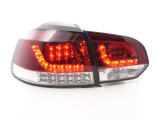 VW Golf 6, 1K típus (2008-2012 évjárat) vörös/átlátszó LED irányjelzős LED-es hátsó lámpa