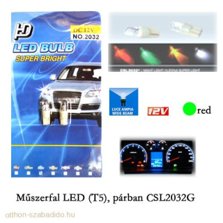 LED-es, Műszerfal Izzó, (Zöld), T5, 2db 