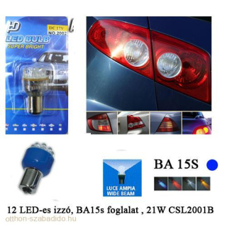 12 LED-es Izzó, BA15S, (Kék), 1db 