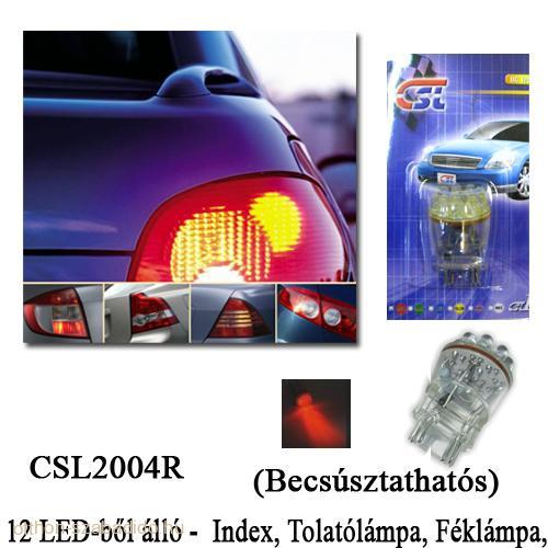 12 LED-es Izzó, 2 Pólusú, (Piros), 1db 