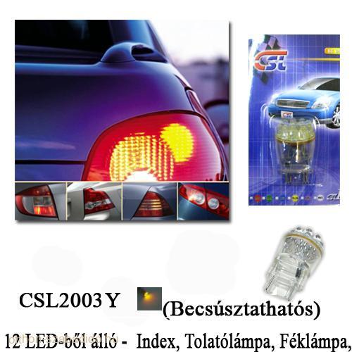 12 LED-es Izzó, Becsúsztathatós, (Sárga), 1db 