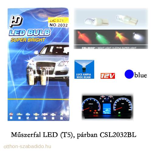 LED-es, Műszerfal Izzó, (Kék), T5, 2db 