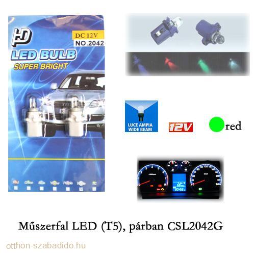 LED-es, Műszerfal Izzó, (Zöld), T5, 2db 