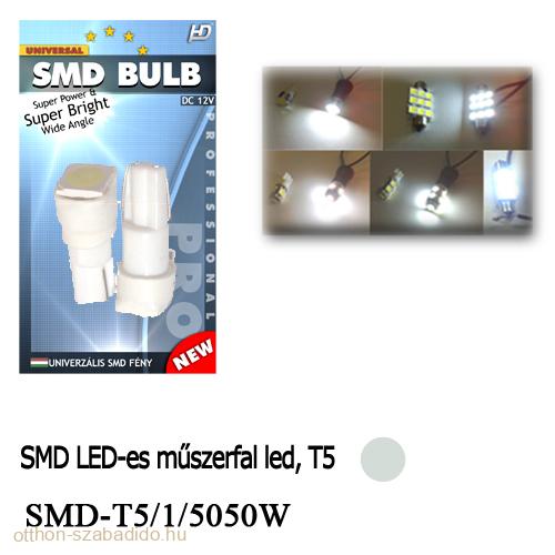 SMD LED-es, Műszerfal Izzó, (Fehér), T5, 2db 