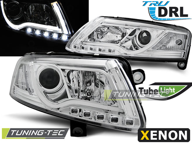 Audi A6 Első Lámpa, Tuning-Tec, Led Tube Lights, TRU DRL, Xenon (Évj.: 2004 - 2008)