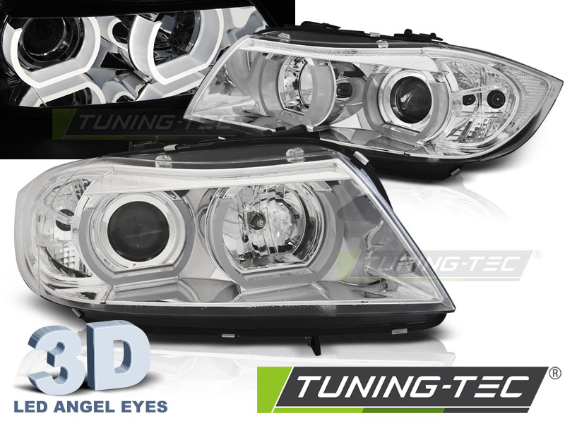 BMW E90/E91 Első Lámpa, U-Type Angel Eyes, 3-as Széria (Évj.: 2005.03 - 2008.08) by Tuning-Tec 
