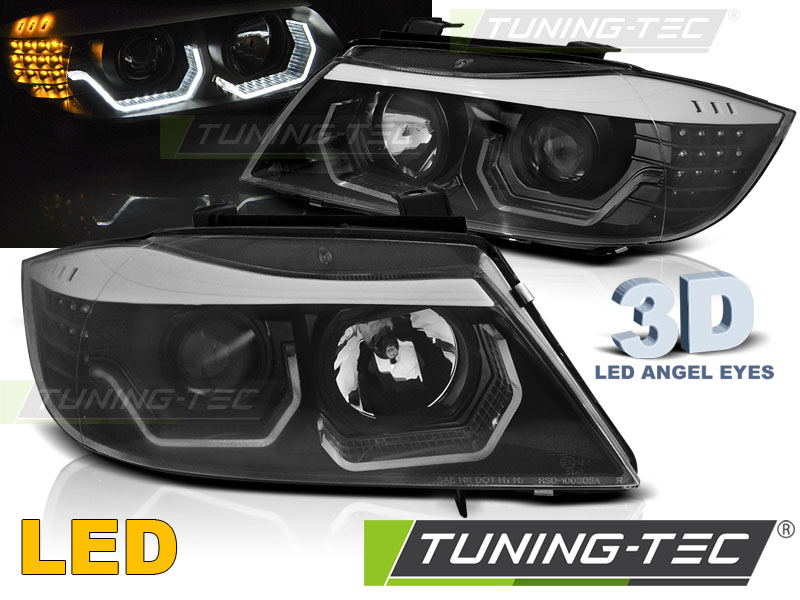 BMW E90/E91 Projektoros Első Lámpa, Tuning-Tec, 3D LED Angel Eyes (Évj.: 2005.03 - 2008.08) 