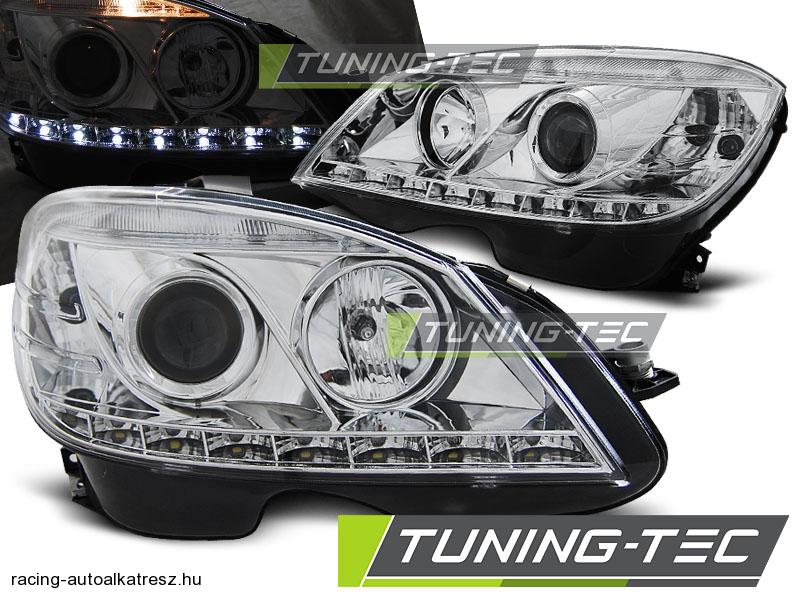 Mercedes Benz C-Klasse Első Lámpa, LED Nappali Menetfény Optikás helyzetjelzővel, Tuning-Tec, (Évj.: 2007 - 2010) 