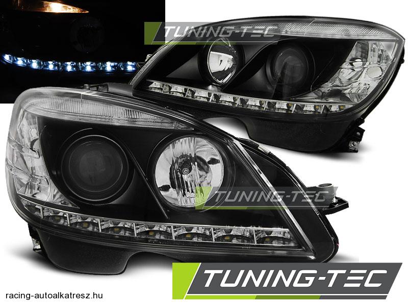Mercedes Benz C-Klasse Első Lámpa, LED Nappali Menetfény Optikás helyzetjelzővel, Tuning-Tec, (Évj.: 2007 - 2010) 
