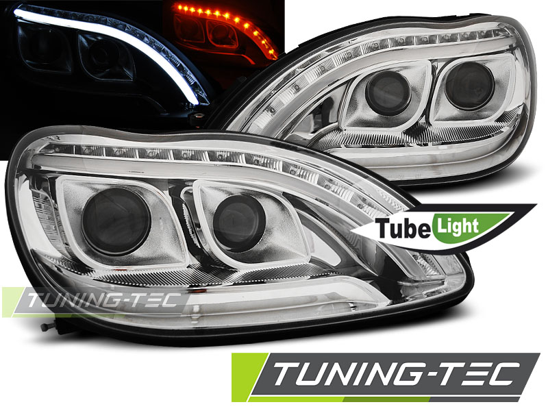 Mercedes Benz S-Klasse W220 Első Lámpa, Tube Light LED helyzetjelzővel, Tuning-Tec, (Évj.: 1998.09 - 2005.05) 