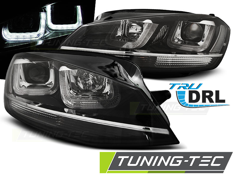 VW Golf 7 GTI-Look, U-Type Első Lámpa, Tuning-Tec, TRU DRL, Nappali Menetfénnyel (Évj.: 2012.11 -től) 