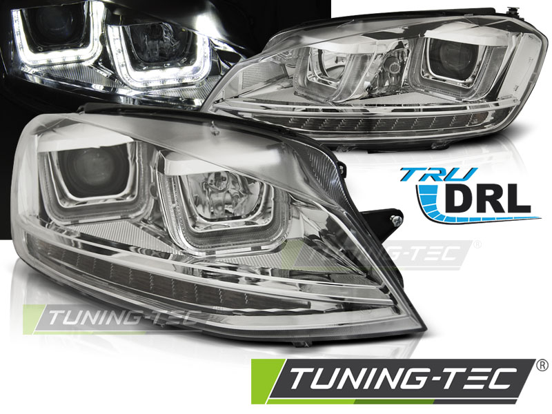 VW Golf 7, Első Lámpa, Fényszóró, U-Type DRL (Évj.: 2012.11 -től) by Tuning-Tec 