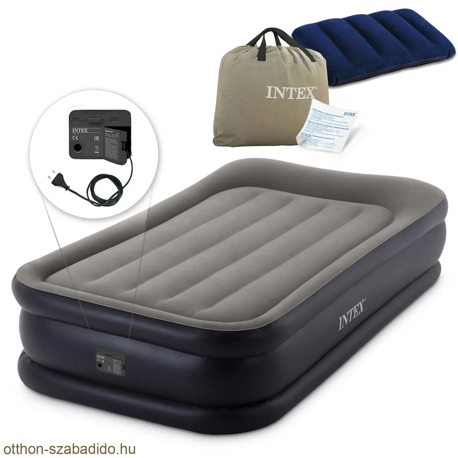 INTEX egyszemélyes légmatrac, beépített elektromos pumpával