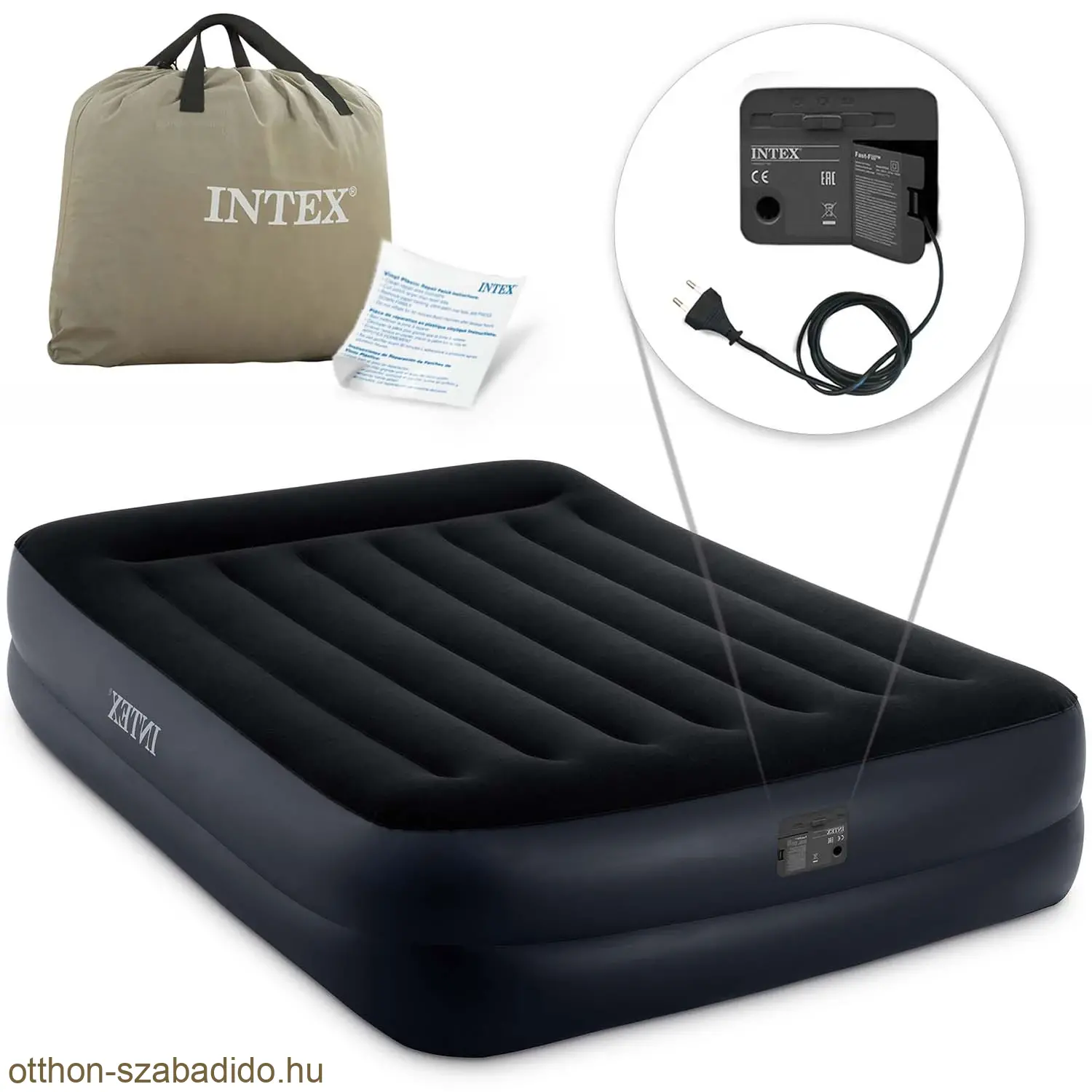 INTEX kétszemélyes légmatrac, beépített elektromos pumpával, 203 x 152 x 42 cm