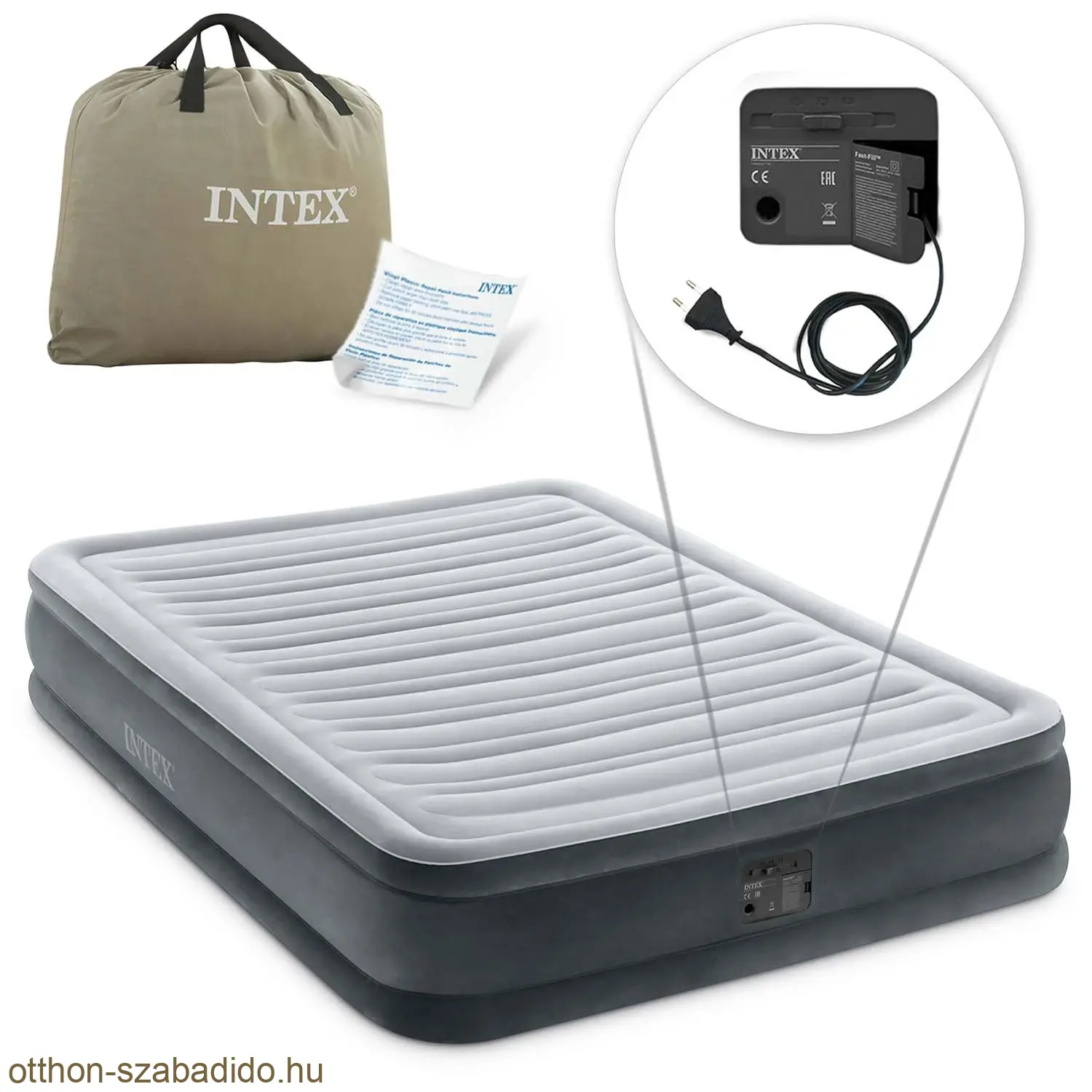 INTEX kétszemélyes légmatrac, beépített elektromos pumpával, 191 x 137 x 33 cm