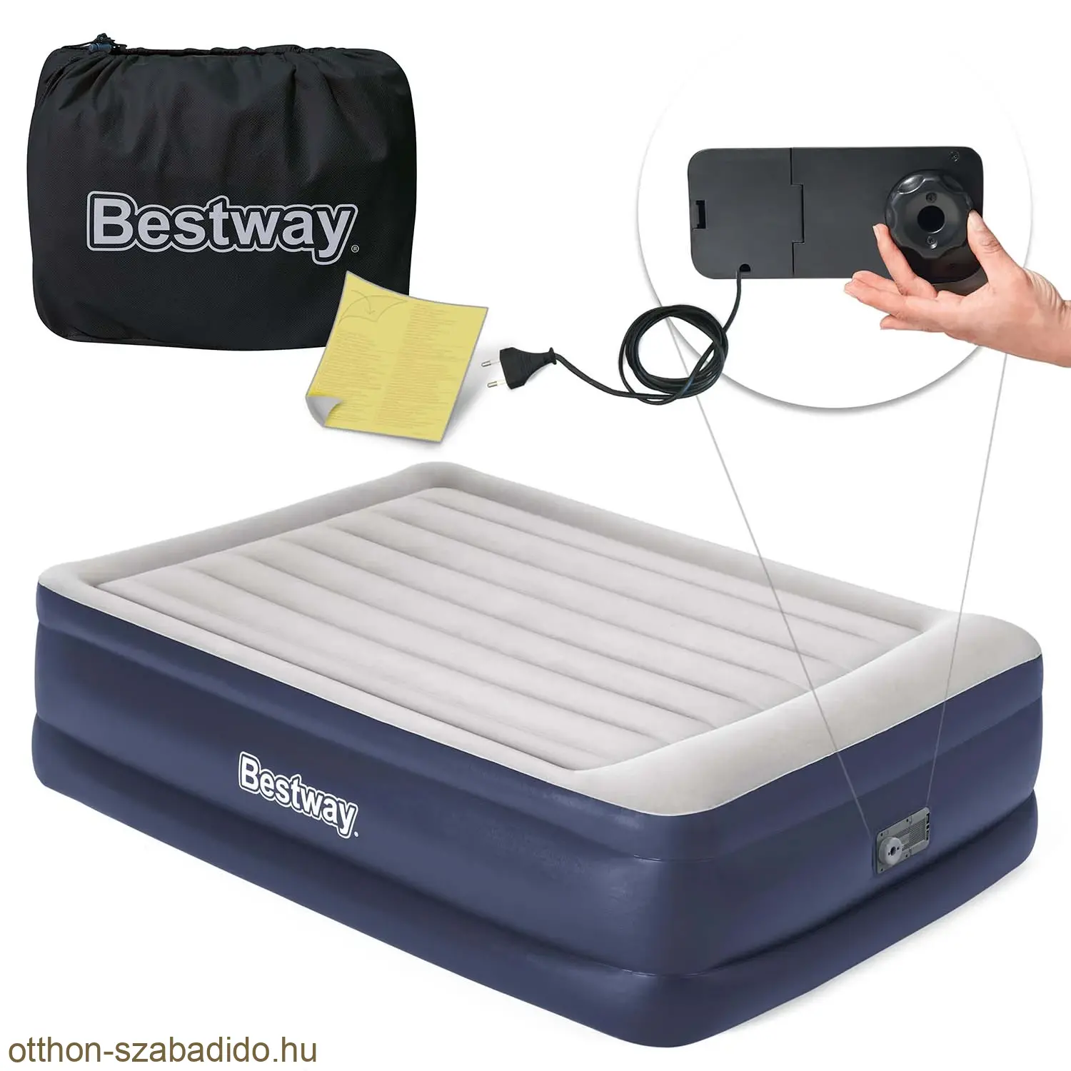 Bestway kétszemélyes légmatrac, beépített elektromos pumpával, 203 x 152 x 56cm