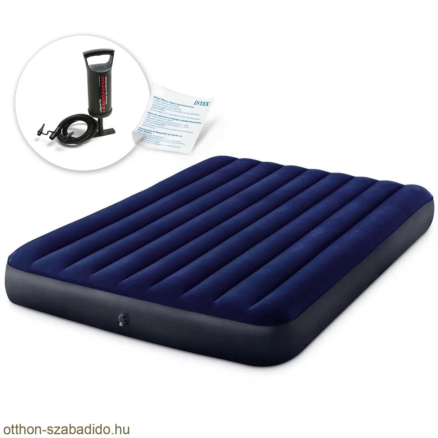 Intex kétszemélyes légmatrac kézi pumpával 203 x 152 x 25 cm