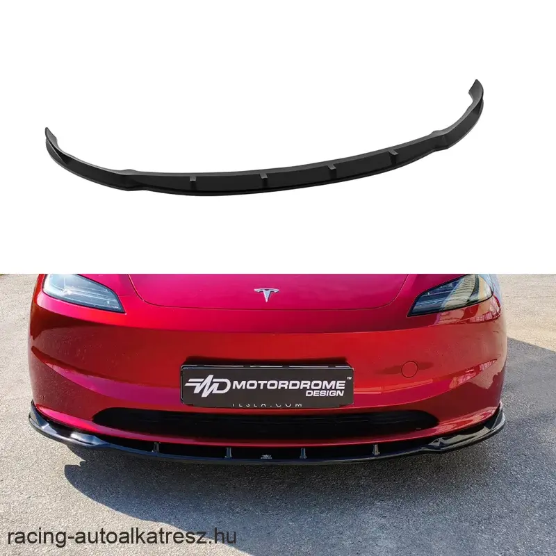 Tesla Model 3 Highland / Facelift (2024-) – Fényes fekete első koptató / spoiler ajak (Motordrome)