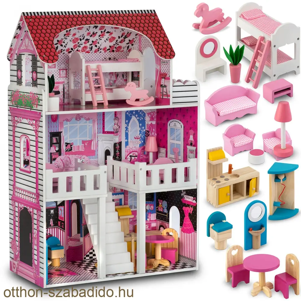 Ricokids Babaház kiegészítőkkel 60x30x90 cm