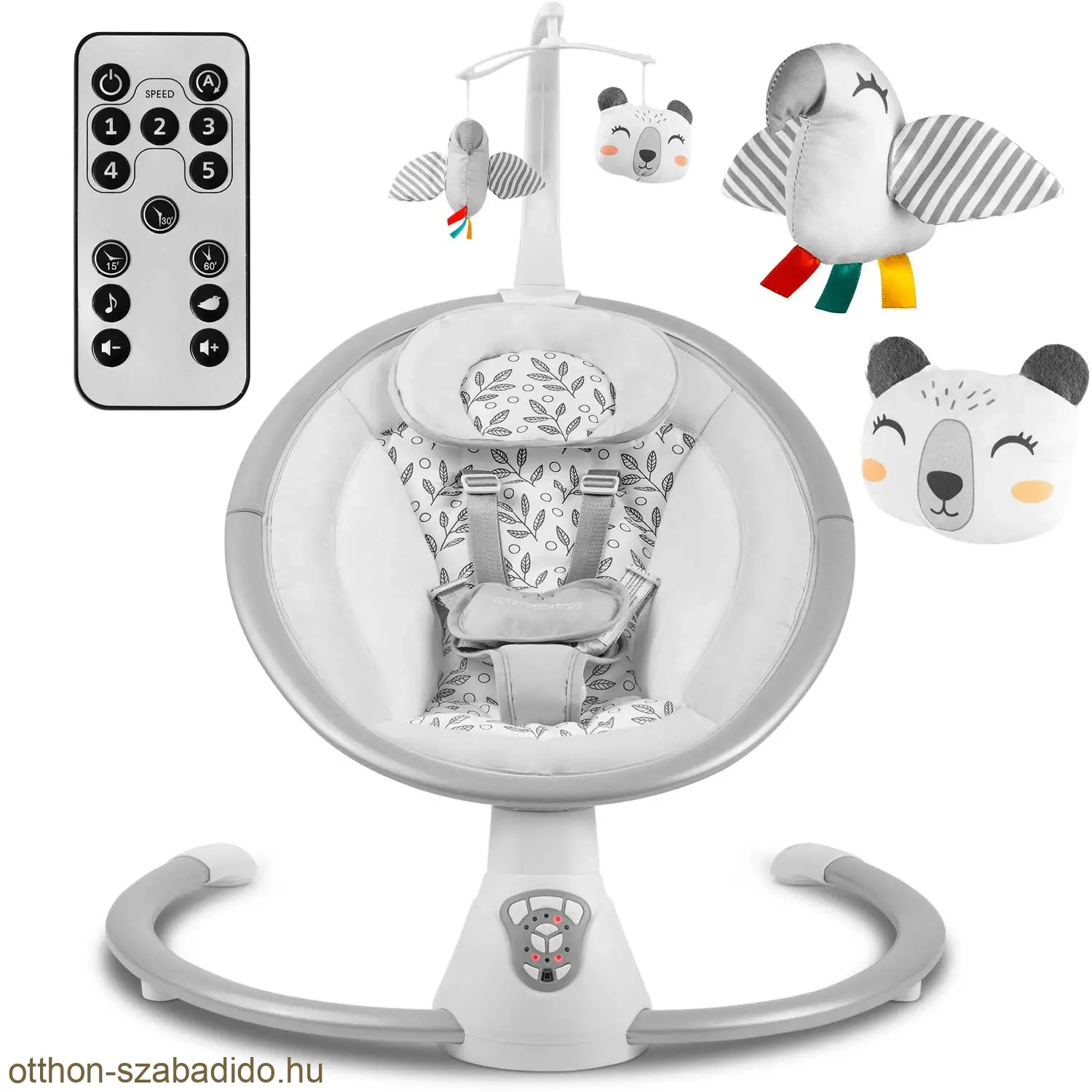 Ricokids többfunkciós automata billenő bölcső, szürke 