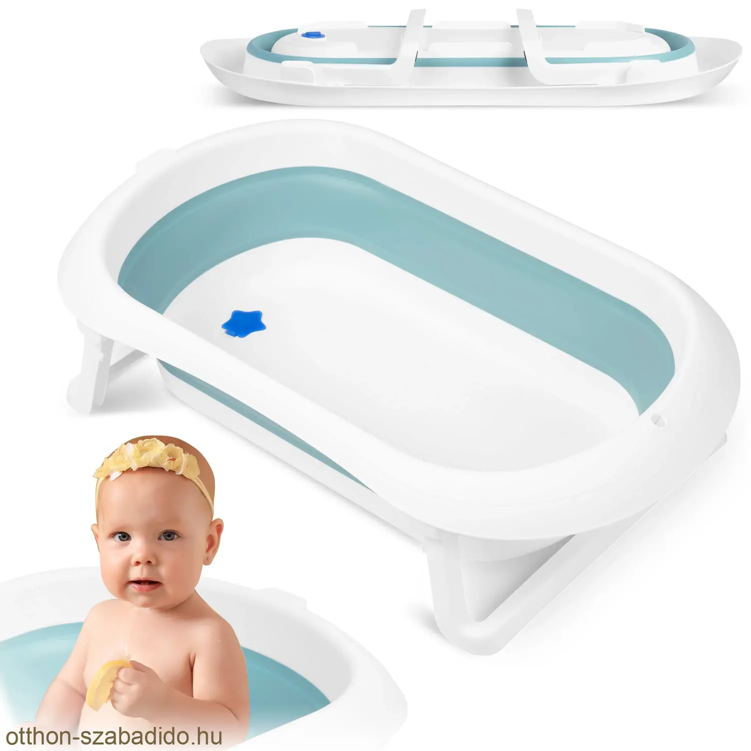 Ricokids összecsukható babafürdető kád, fehér-kék