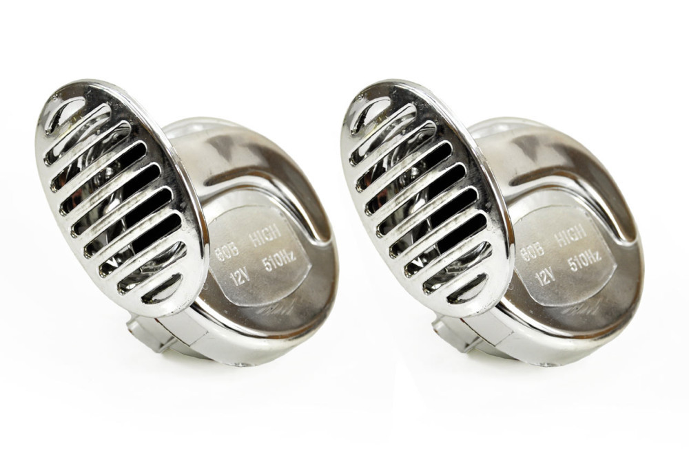 Autós kürt 2db, 12V krómozott kivitel,110 Db, 01715
