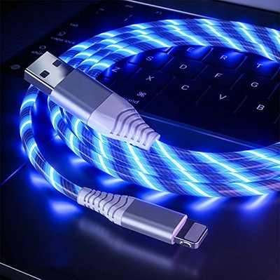 Apple LIGHTNING világító LED töltőkábel kábel - kék színben
