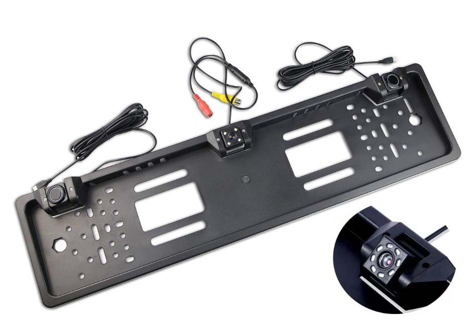 CA-BG482-2 8LED-es Rendszámtábla keretbe épített tolatókamera + 2db tolatószenzor 
