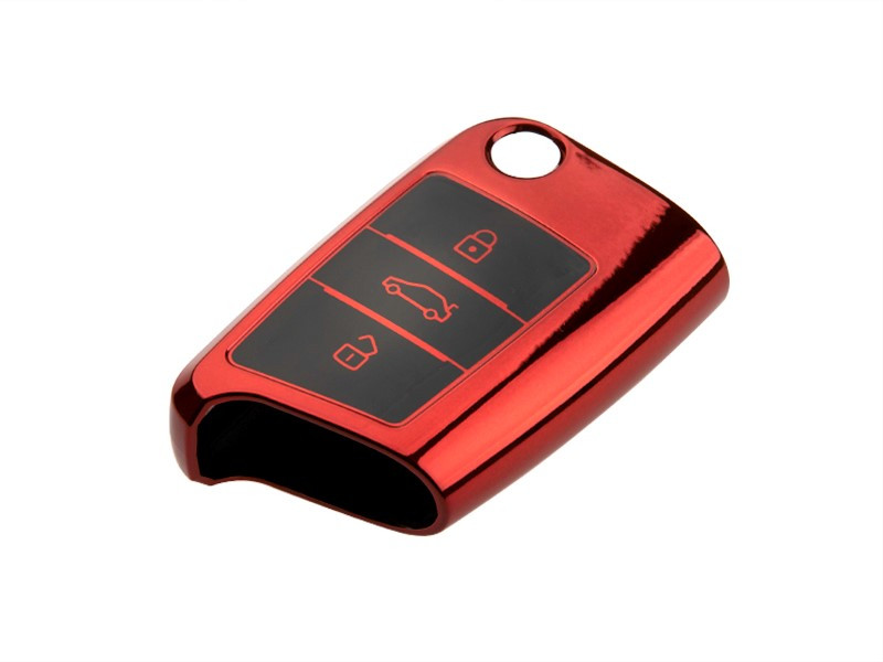 Autókulcs tok VW SEAT SKODA red chrome  
