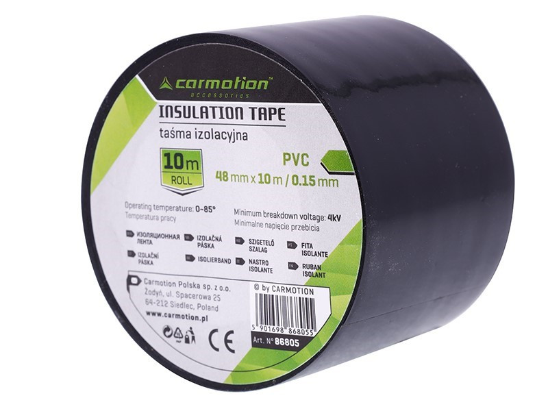 Szigetelőszalag PVC 0,15 mm x 48 mm x 10 m, fekete, 1 db.
