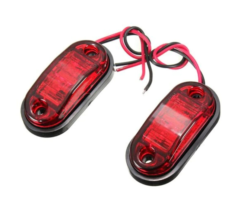 2LED-es Szélességjelző-helyzetjelző - E-jeles - piros - 12-24V

