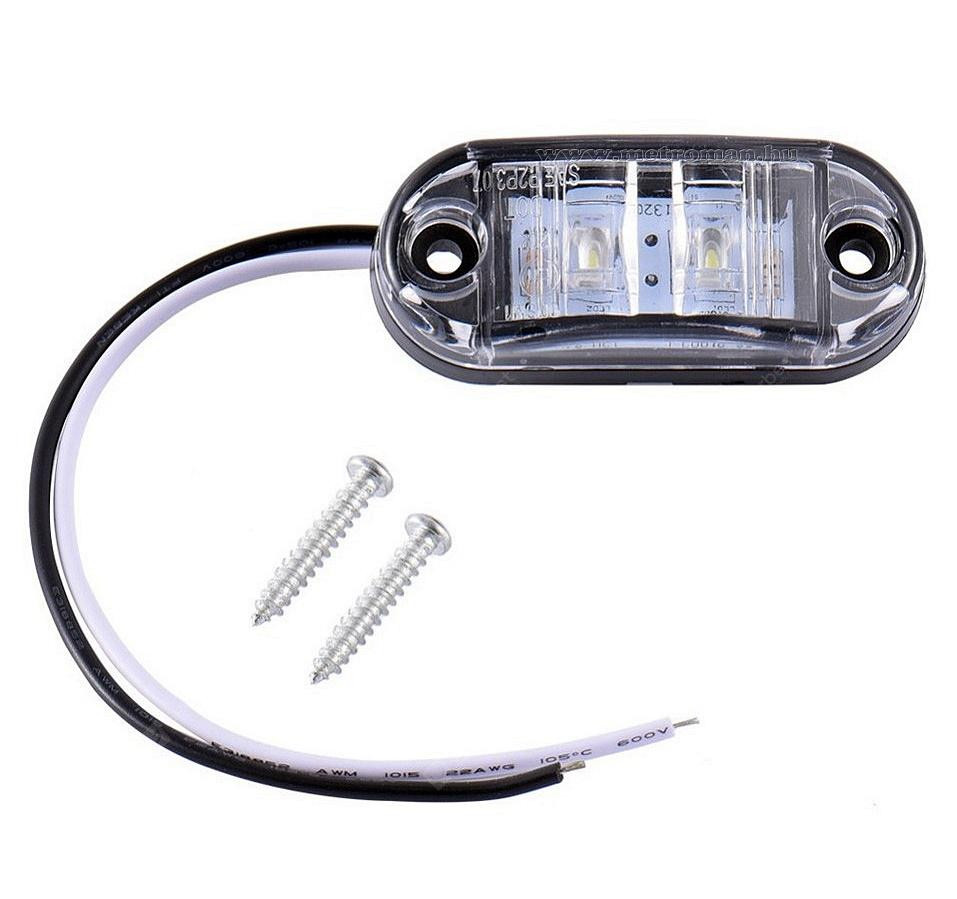 2LED-es Szélességjelző-helyzetjelző - E-jeles - fehér - 12-24V
