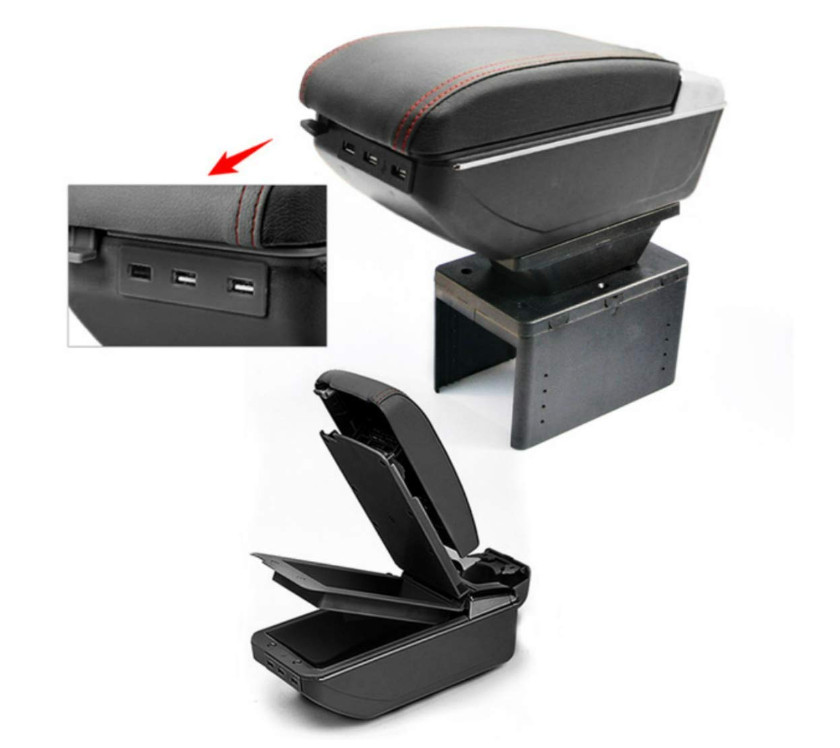 Gyári hatású műbőr univerzális könyöklő - 7USB-S - állítható konzol szélesség - A-009
