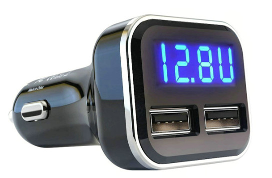 USB töltő + digitális voltmérő 24W-4,8A
