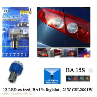 12 LED-es Tolató Izzó, BA15S, (Fehér), 1db 