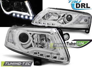 Audi A6 C6 TRU DRL, Led Tube Lights Első Fényszóró, Lámpa, by Tuning-Tec, (Évj.: 2004.04 - 2008)