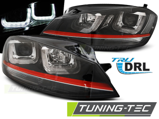 VW Golf 7 GTI-Look, U-Type Első Lámpa, Tuning-Tec, TRU DRL, Nappali Menetfénnyel (Évj.: 2012.11 -től)