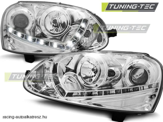 VW Golf 5 Első Lámpa, Tuning-Tec, DRL, Nappali Menetfénnyel (Évj.: 2003.10 - 2009)