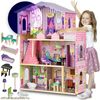 Ricokids Fa babaház, nagy 3 szintes + bútor + lift