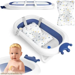 Ricokids összecsukható babafürdető kád, fehér-kék/ párnával