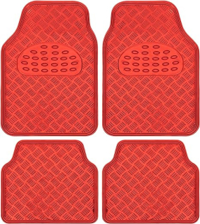 Alumíniumhatású univerzális gumiszőnyeg autóba  4 db-os - Piros
